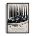 Bugatti Bolide 'The Track Monster' Technical Spec Framed Graphic Art Poster