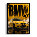 BMW M3 E46 'Built for Performance' Phoenix Yellow Automotive Framed Graphic Art Poster