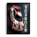 Porsche 911 GT3 RS 'Precision Engineering' Red Livery Automotive Framed Graphic Art Poster