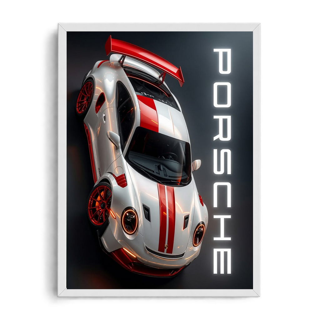 Porsche 911 GT3 RS 'Precision Engineering' Red Livery Automotive Framed Graphic Art Poster
