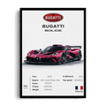 Bugatti Bolide 'Magenta Metallic' Minimalist Technical Spec Framed Graphic Art Poster