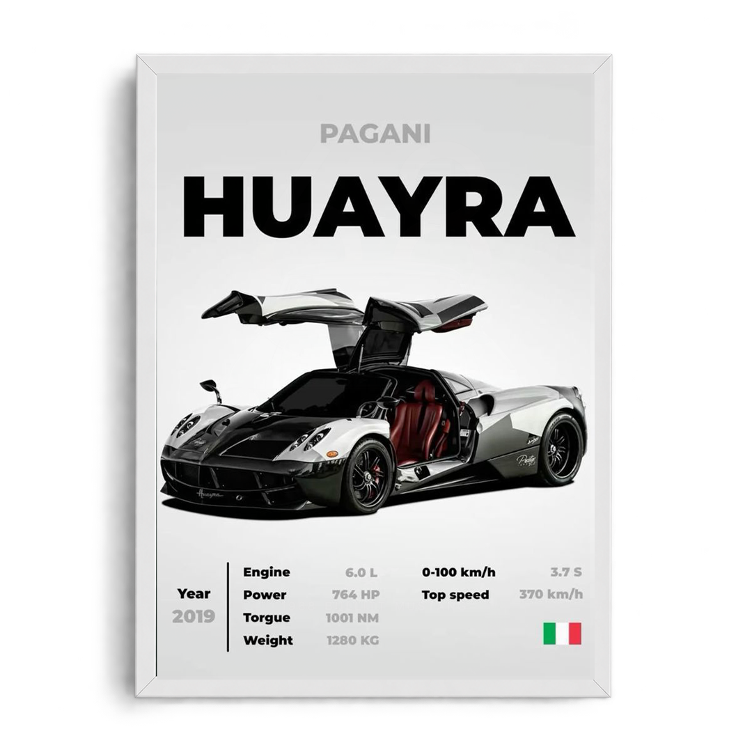 Pagani Huayra 'Italian Artistry' Gullwing Hypercar Spec Framed Graphic Art Poster