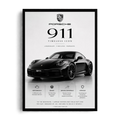 بورش 911 أيقونة خالدة - عمل فني مؤطر بسيط أبيض وأسود