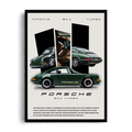Porsche 911 Turbo 'Classic Air-Cooled Heritage' Deep Green Vintage Automotive Framed Graphic Art Poster