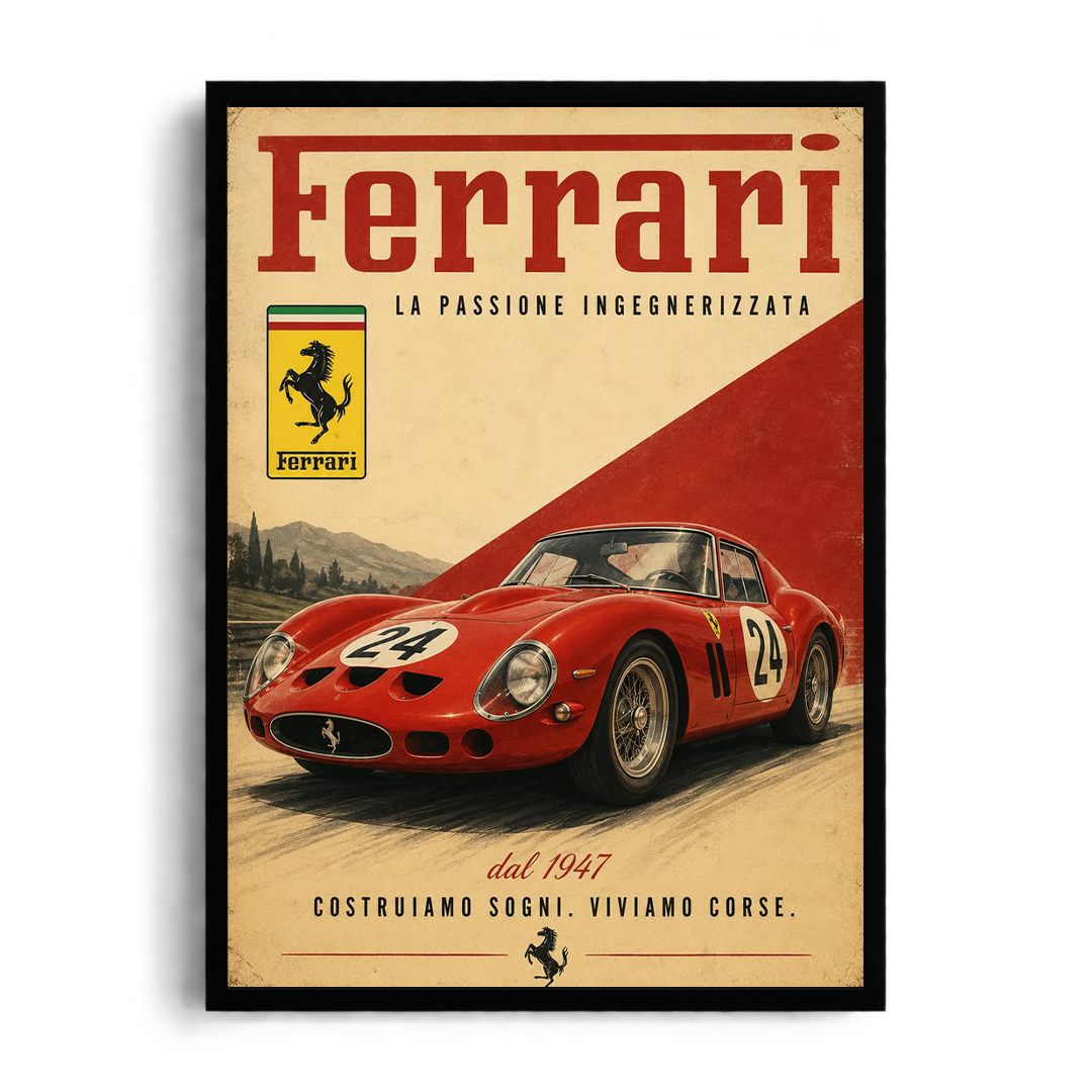 Ferrari Classic Retro Racing Italian Heritage Framed Art