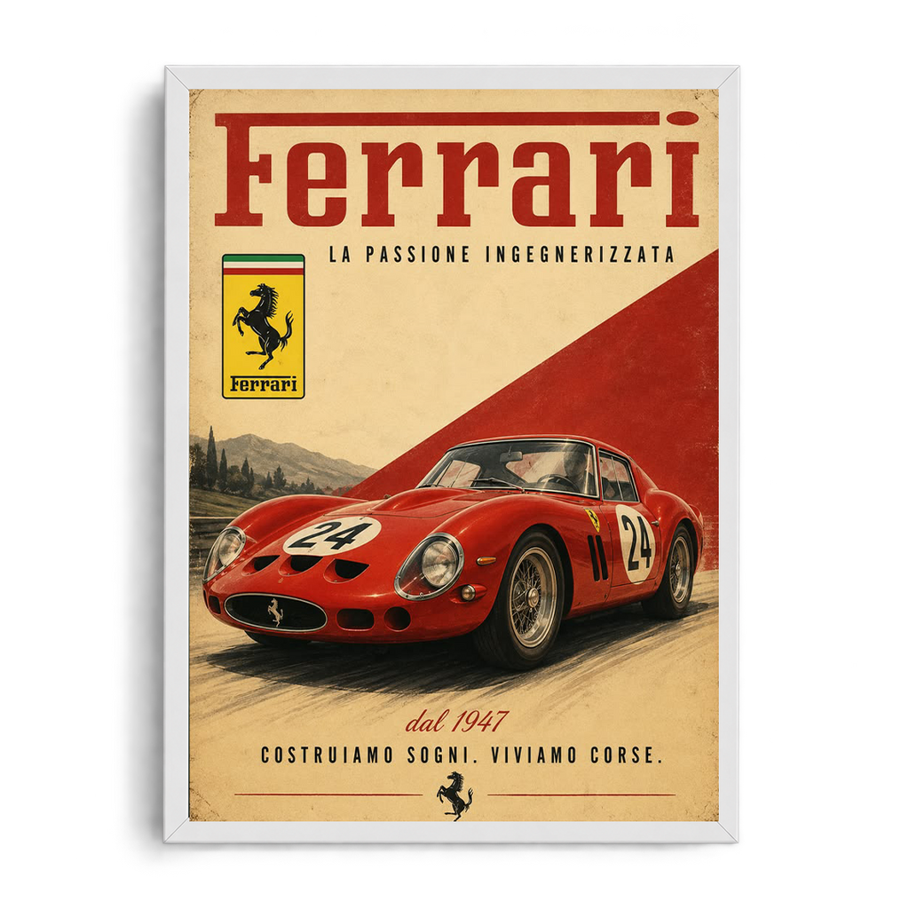 Ferrari Classic Retro Racing Italian Heritage Framed Art