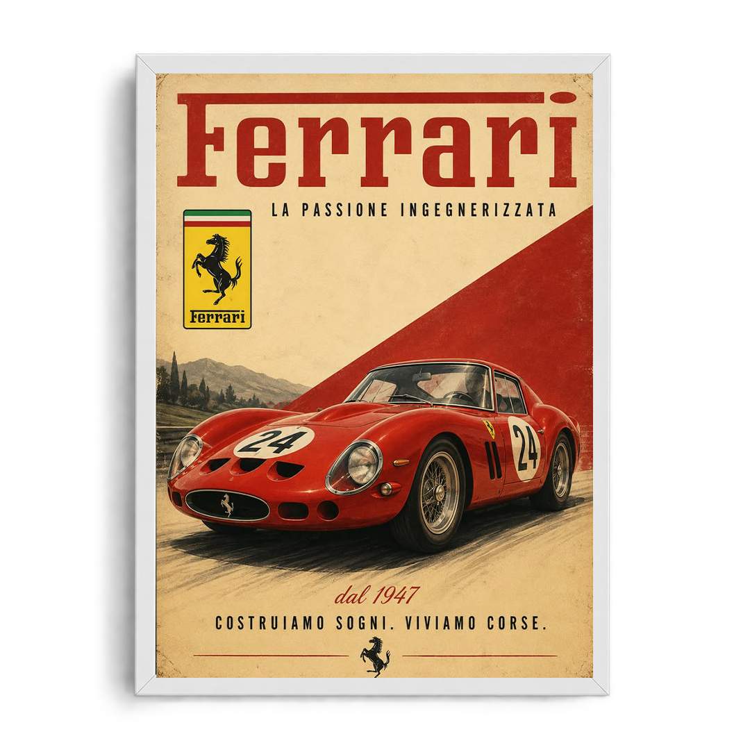 Ferrari Classic Retro Racing Italian Heritage Framed Art