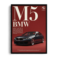 BMW M5 Competition 'Pinnacle Performance' Deep Crimson Editorial Automotive Framed Graphic Art Poster