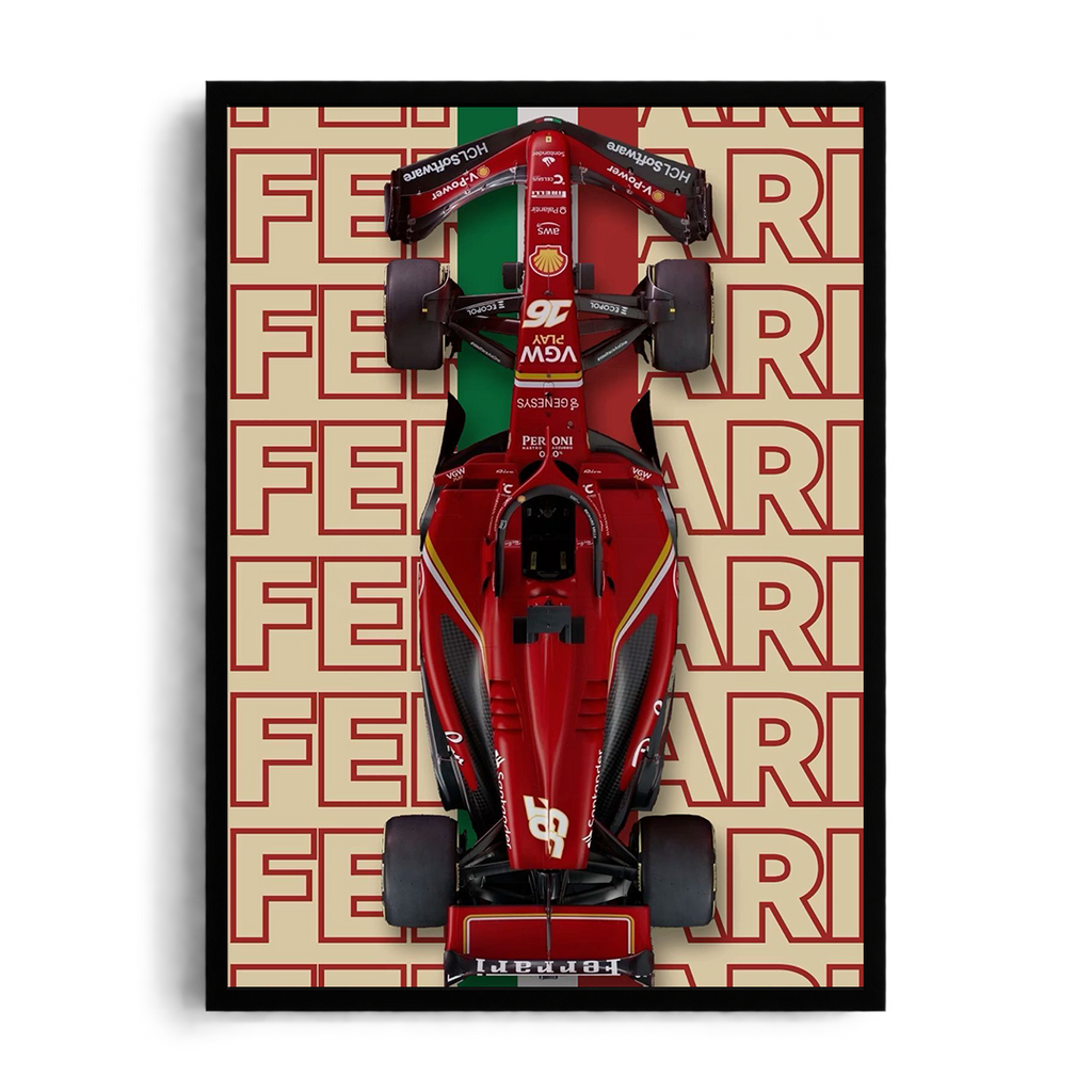 cuderia Ferrari F1 #16 'Rosso Corsa Legend' Overhead Monoposto Framed Graphic Art Poster