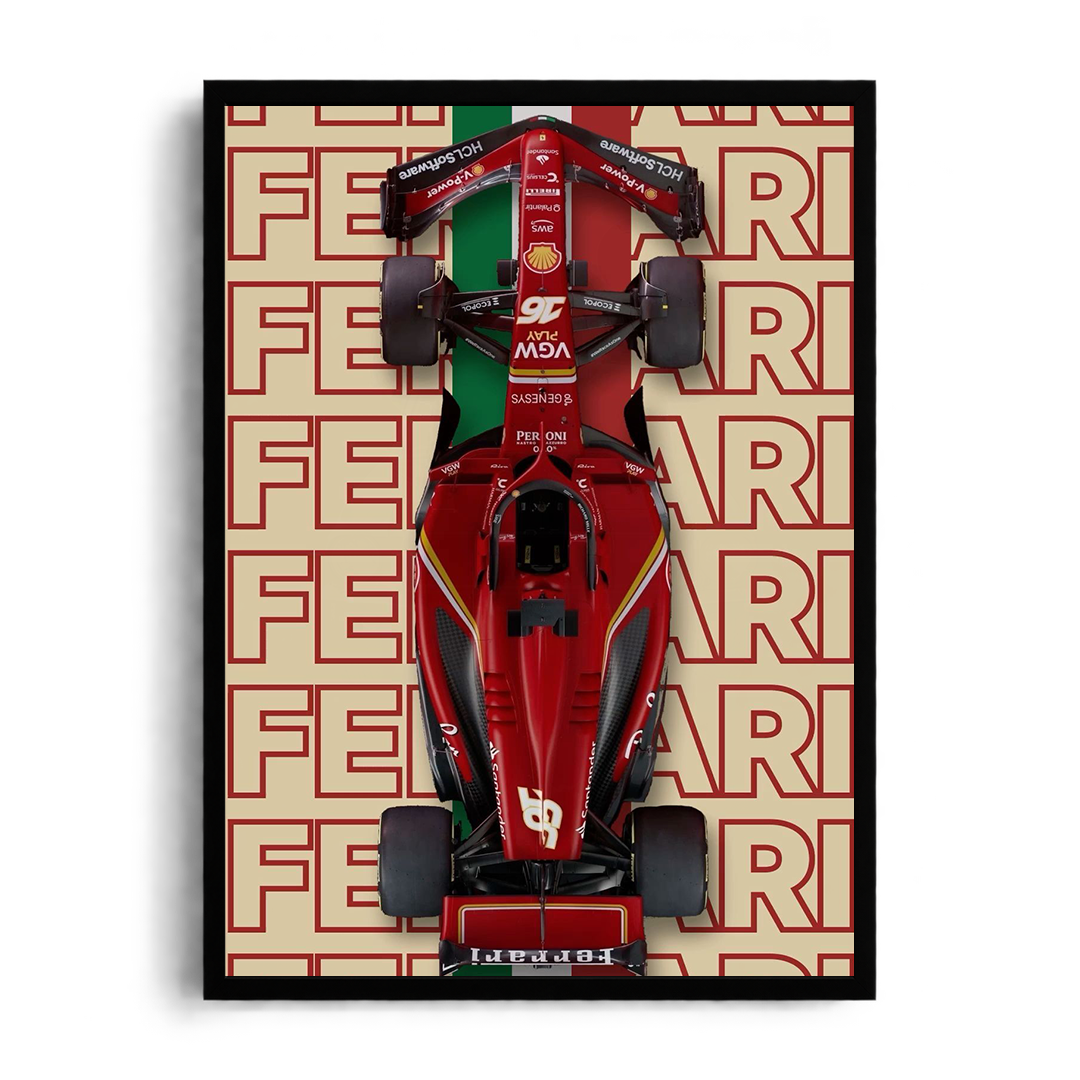 cuderia Ferrari F1 #16 'Rosso Corsa Legend' Overhead Monoposto Framed Graphic Art Poster