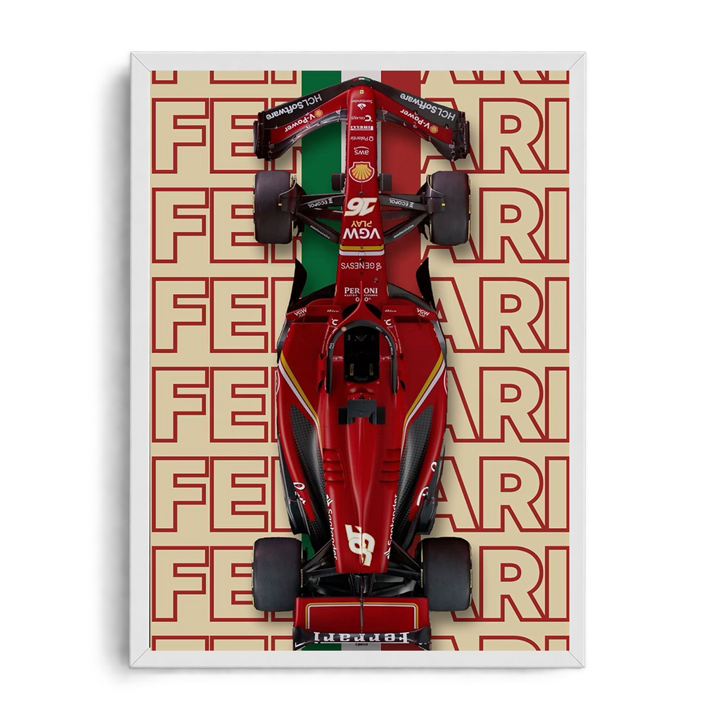 cuderia Ferrari F1 #16 'Rosso Corsa Legend' Overhead Monoposto Framed Graphic Art Poster