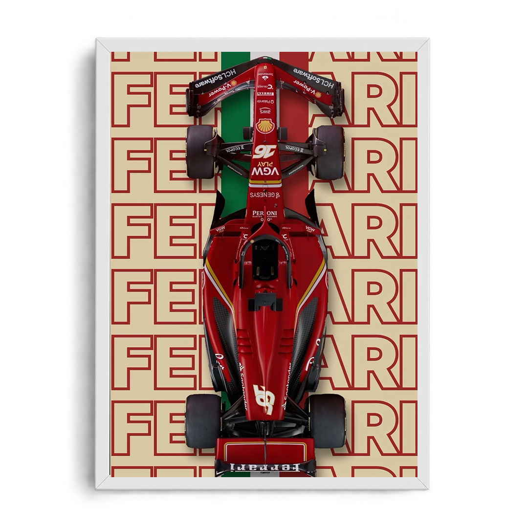 cuderia Ferrari F1 #16 'Rosso Corsa Legend' Overhead Monoposto Framed Graphic Art Poster