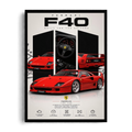 Ferrari F40 'Built for the Drivers' Rosso Corsa Analog Icon Framed Graphic Art Poster