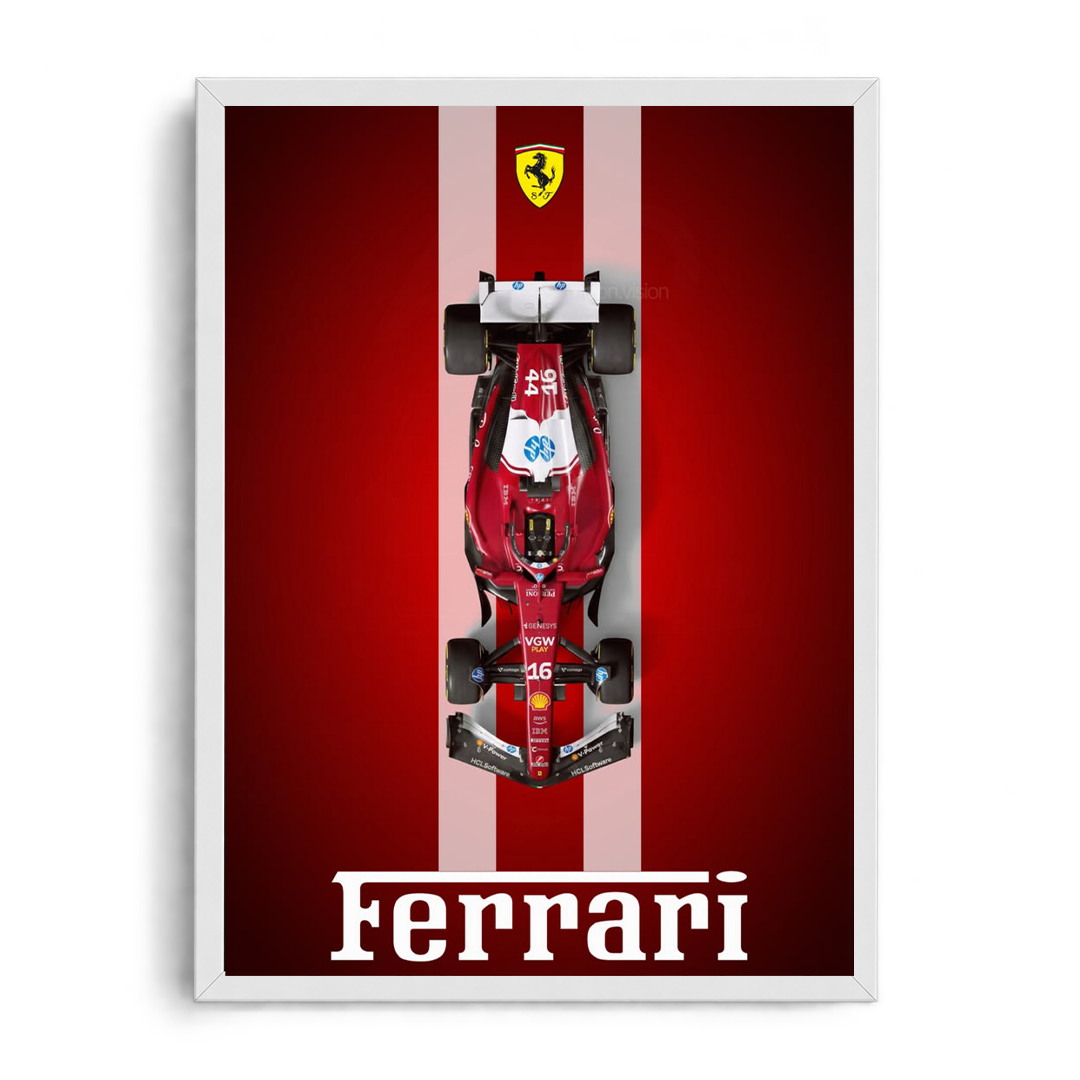 Scuderia Ferrari F1 #16 'Scuderia Heritage' Crimson Stripe Framed Graphic Art Poster