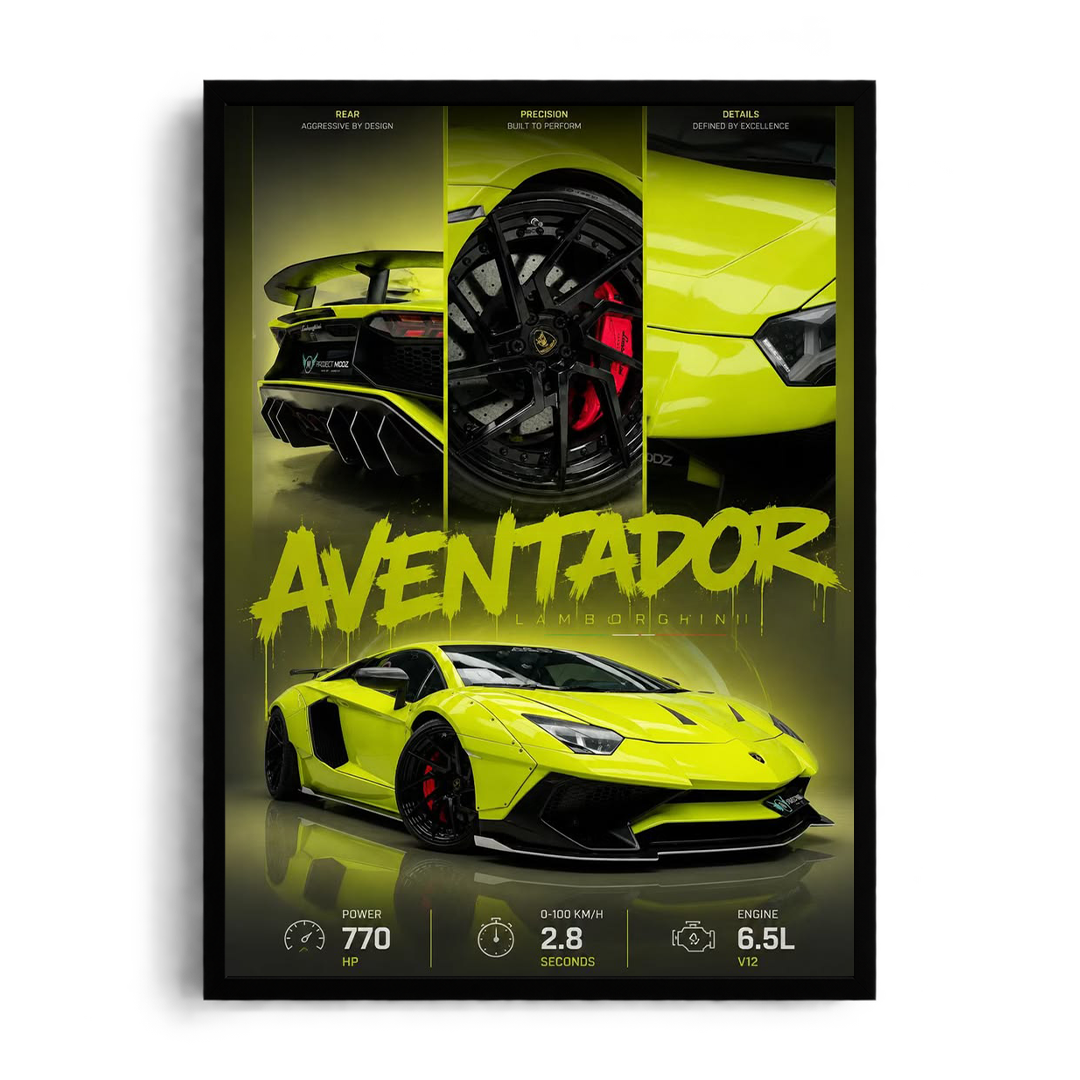 Lamborghini Aventador Yellow Framed Art