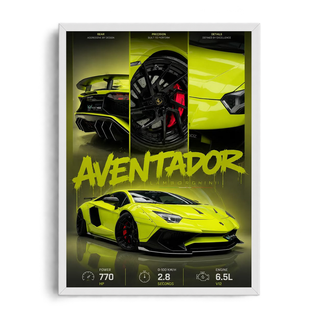 Lamborghini Aventador Yellow Framed Art