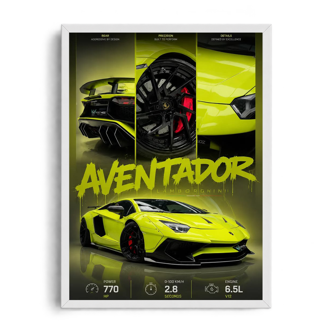 Lamborghini Aventador Yellow Framed Art
