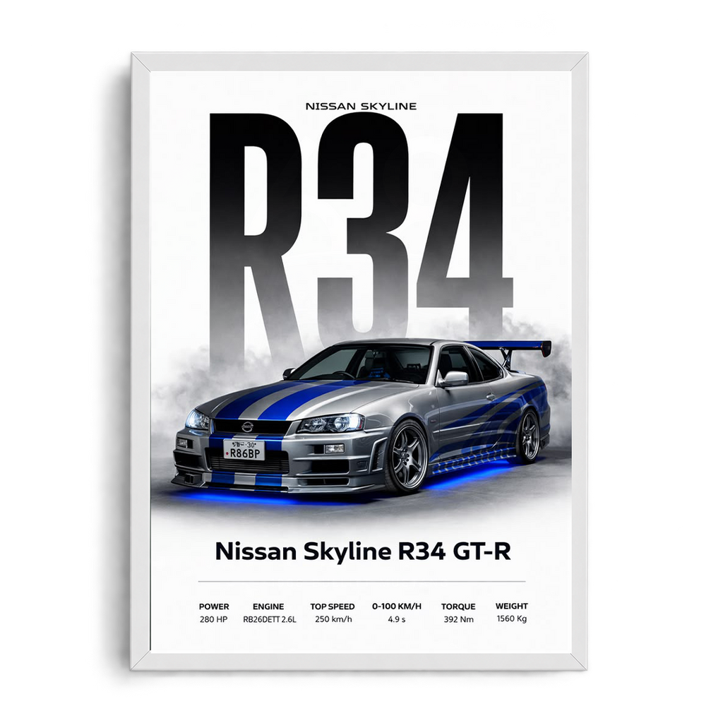 Nissan Skyline R34 GT-R Street Legend Framed Art