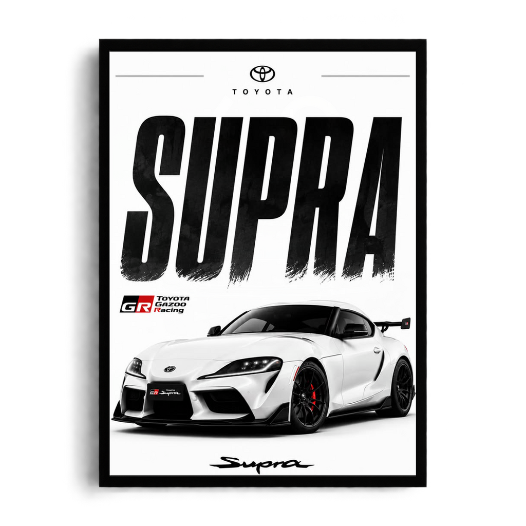 Toyota GR Supra 'Pure Performance' Minimalist Automotive Framed Graphic Art Poster