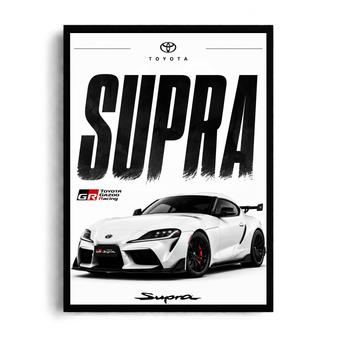 Toyota GR Supra 'Pure Performance' Minimalist Automotive Framed Graphic Art Poster