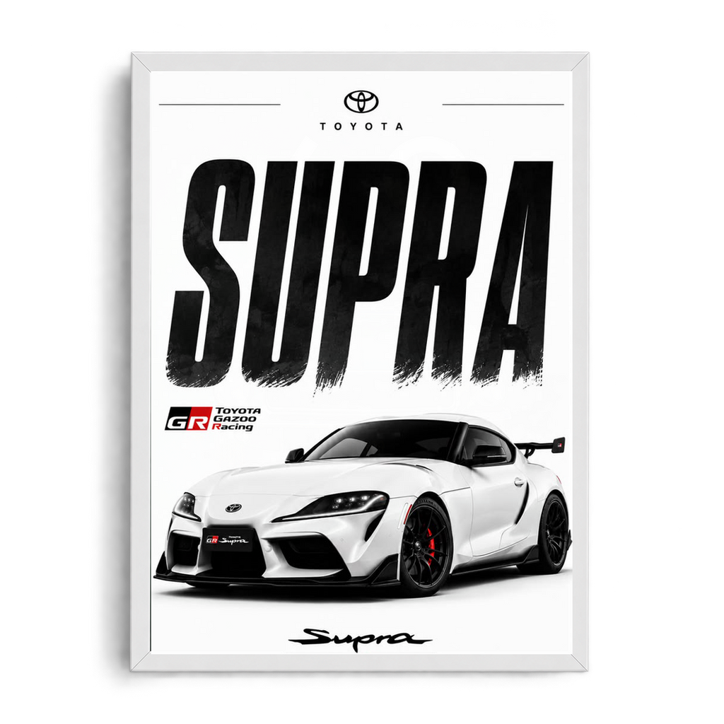 Toyota GR Supra 'Pure Performance' Minimalist Automotive Framed Graphic Art Poster
