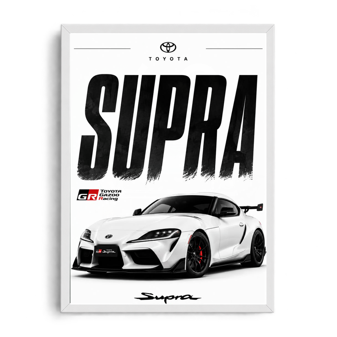 Toyota GR Supra 'Pure Performance' Minimalist Automotive Framed Graphic Art Poster