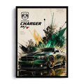 Dodge Charger R/T 'American Muscle' Abstract Splash Automotive Framed Graphic Art Poster