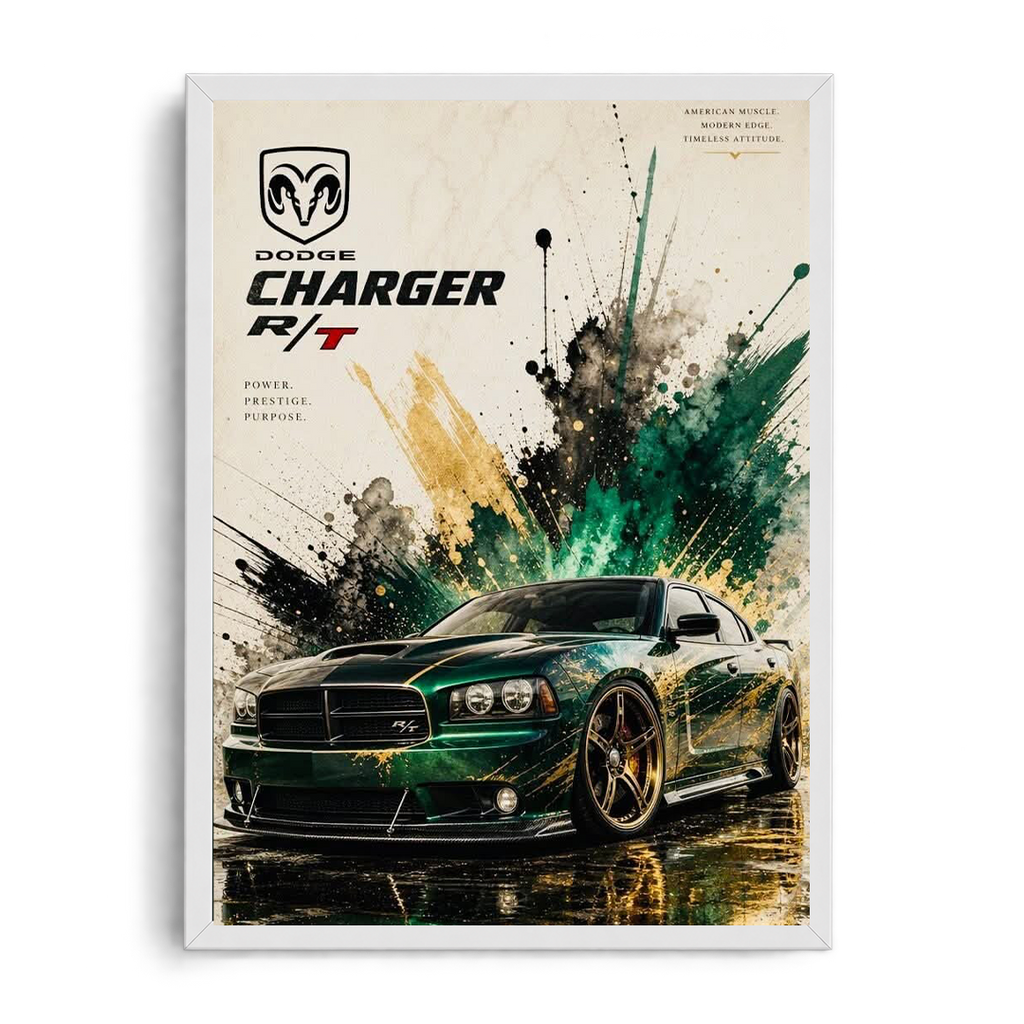 Dodge Charger R/T 'American Muscle' Abstract Splash Automotive Framed Graphic Art Poster
