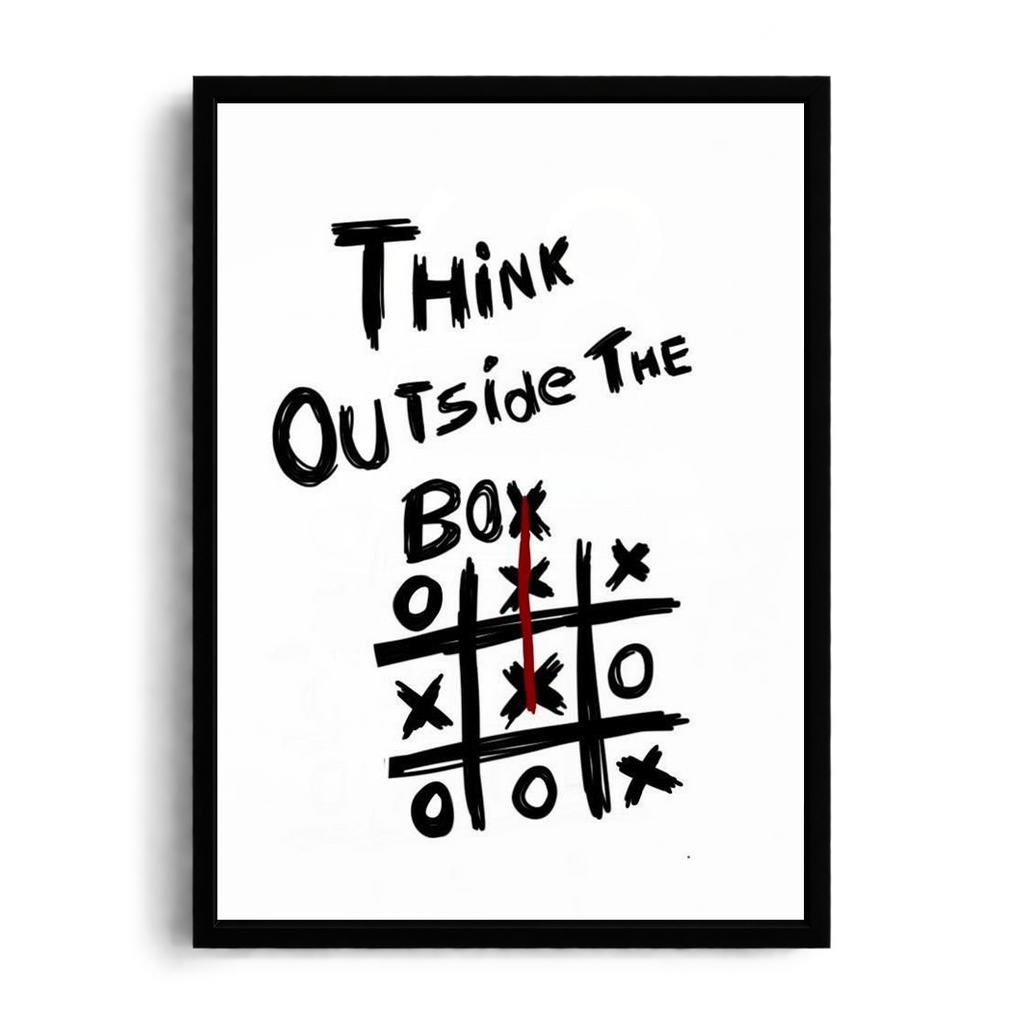 Think Outside The Box Inspirational Tic-Tac-Toe Framed Art Print