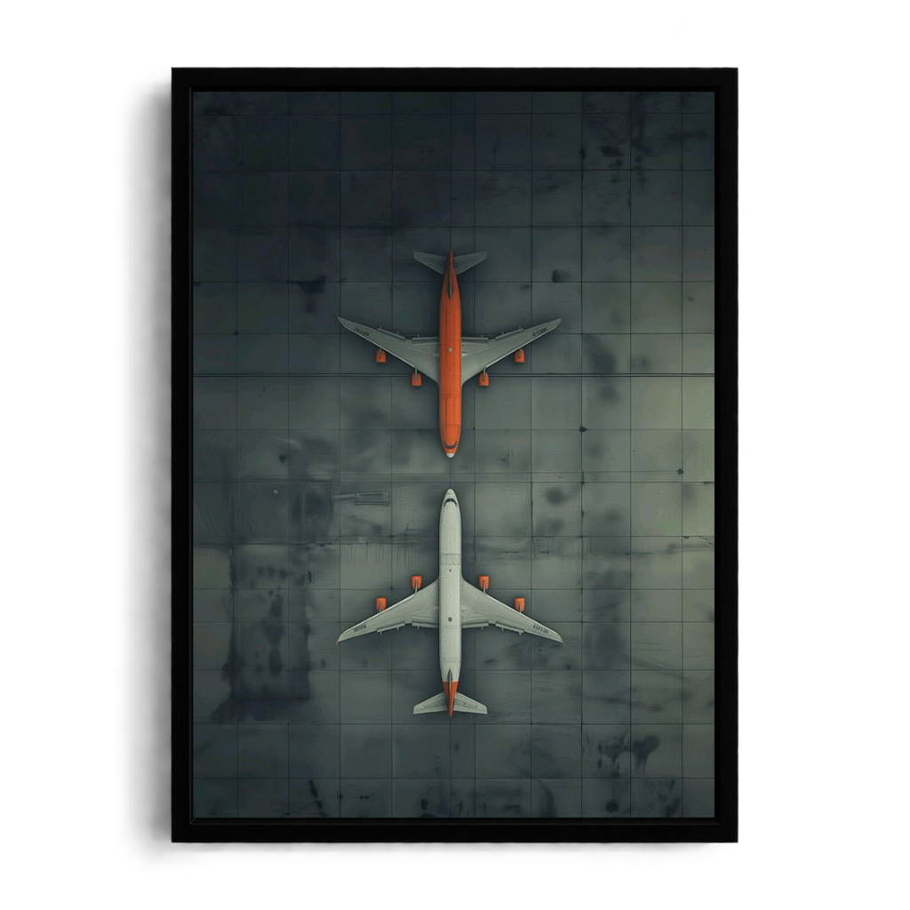 Top-Down Aerial Aircraft & Runway Tarmac Framed Art Print