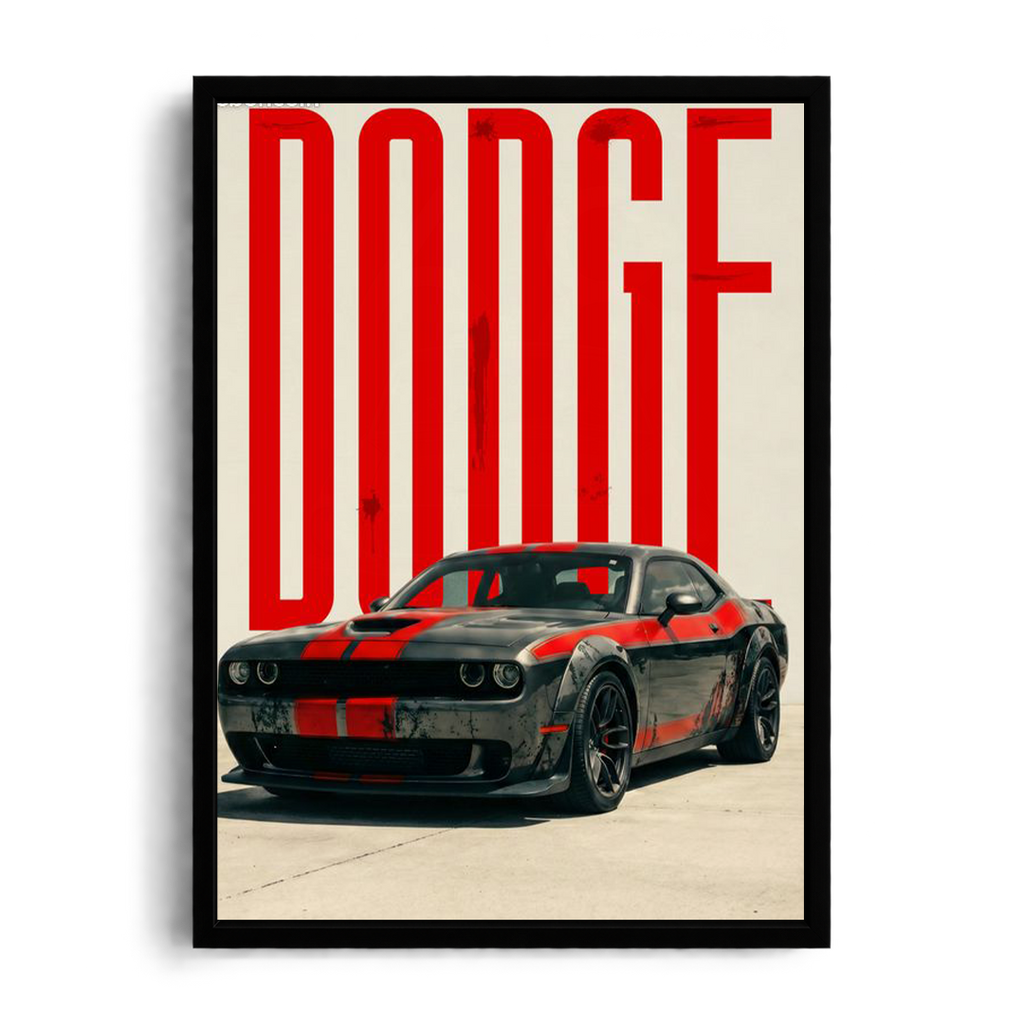 Dodge Challenger SRT Hellcat Red & Black Framed Art Print