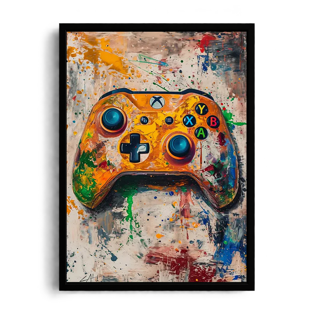 Xbox Controller Splatter Art Framed Print